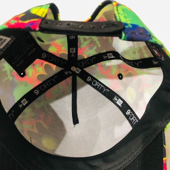 New Era 9FORTY LA Dodgers Hat Floral Tie Dye Neon Multi Color Snapback Cap MLB - Picture 6 of 7